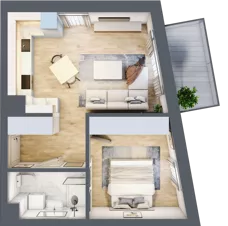 2 pokoje, mieszkanie 42,18 m², piętro 1, oferta nr VC.1.02, Vanda Park, Chorzów, Chorzów II, ul. Wandy 66