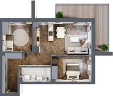 3 pokoje, mieszkanie 68,23 m², piętro 2, oferta nr E.2.03, Wzgórze Poetów 2, Gliwice, Wójtowa Wieś, ul. T. Mazowieckiego