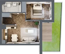 2 pokoje, mieszkanie 46,06 m², parter, oferta nr E.0.04, Wzgórze Poetów 2, Gliwice, Wójtowa Wieś, ul. T. Mazowieckiego