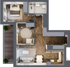 3 pokoje, mieszkanie 61,93 m², piętro 3, oferta nr E.3.07, Wzgórze Poetów 2, Gliwice, Wójtowa Wieś, ul. T. Mazowieckiego