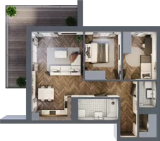 3 pokoje, mieszkanie 65,04 m², piętro 2, oferta nr E.2.02, Wzgórze Poetów 2, Gliwice, Wójtowa Wieś, ul. T. Mazowieckiego