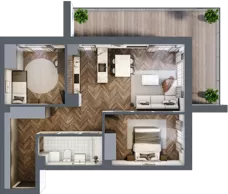 3 pokoje, mieszkanie 68,24 m², piętro 1, oferta nr F.1.03, Wzgórze Poetów 2, Gliwice, Wójtowa Wieś, ul. T. Mazowieckiego