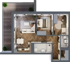 3 pokoje, mieszkanie 65,04 m², piętro 1, oferta nr F.1.02, Wzgórze Poetów 2, Gliwice, Wójtowa Wieś, ul. T. Mazowieckiego