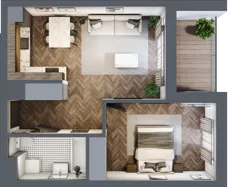 2 pokoje, mieszkanie 46,12 m², piętro 1, oferta nr F.1.04, Wzgórze Poetów 2, Gliwice, Wójtowa Wieś, ul. T. Mazowieckiego