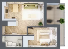 2 pokoje, mieszkanie 44,44 m², piętro 2, oferta nr D.2.4, Panorama Bańgów Etap II, Siemianowice Śląskie, Bańgów, ul. Bańgowska 32