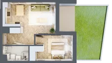 2 pokoje, mieszkanie 44,44 m², parter, oferta nr F.0.3, Panorama Bańgów Etap II, Siemianowice Śląskie, Bańgów, ul. Bańgowska 32