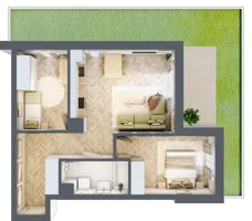 3 pokoje, mieszkanie 59,29 m², piętro 1, oferta nr E.1.3, Panorama Bańgów Etap II, Siemianowice Śląskie, Bańgów, ul. Bańgowska 32