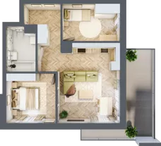 3 pokoje, mieszkanie 57,91 m², piętro 1, oferta nr E.1.7, Panorama Bańgów Etap II, Siemianowice Śląskie, Bańgów, ul. Bańgowska 32