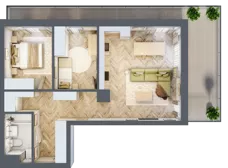 3 pokoje, mieszkanie 64,41 m², piętro 1, oferta nr F.1.5, Panorama Bańgów Etap II, Siemianowice Śląskie, Bańgów, ul. Bańgowska 32