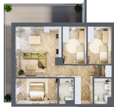 4 pokoje, mieszkanie 76,86 m², piętro 1, oferta nr F.1.2, Panorama Bańgów Etap II, Siemianowice Śląskie, Bańgów, ul. Bańgowska 32