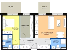 3 pokoje, mieszkanie 59,18 m², piętro 1, oferta nr A2.1.19, Moja Retkinia, Łódź, Polesie, Retkinia, ul. Obywatelska 158