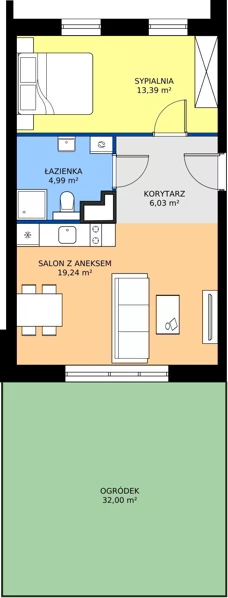 2 pokoje, apartament inwestycyjny 43,83 m², parter, oferta nr B1/5, Stegna Park II, Stegna, ul. Lipowa
