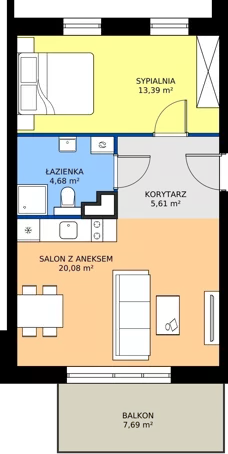 2 pokoje, apartament inwestycyjny 43,94 m², piętro 1, oferta nr B1/11, Stegna Park II, Stegna, ul. Lipowa