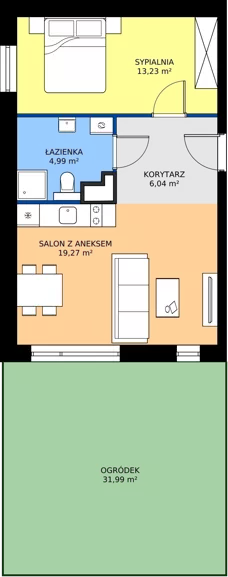 2 pokoje, apartament inwestycyjny 43,67 m², parter, oferta nr B3/5, Stegna Park II, Stegna, ul. Lipowa