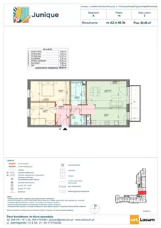 3 pokoje, mieszkanie 69,68 m², piętro 4, oferta nr A2.4.48.3k, Junique I, Poznań, Grunwald, Junikowo, ul. Miśnieńska