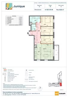4 pokoje, mieszkanie 80,04 m², piętro 5, oferta nr A2.5.53.4k, Junique I, Poznań, Grunwald, Junikowo, ul. Miśnieńska