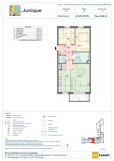 3 pokoje, mieszkanie 65,16 m², piętro 5, oferta nr A3.5.76.3k, Junique I, Poznań, Grunwald, Junikowo, ul. Miśnieńska