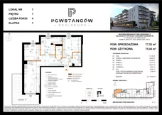 4 pokoje, mieszkanie 75,65 m², piętro 1, oferta nr M01, Powstańców Residence, Ząbki, ul. Powstańców 19