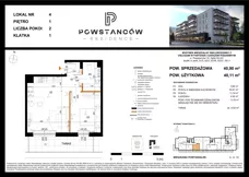 2 pokoje, mieszkanie 40,11 m², piętro 1, oferta nr M04, Powstańców Residence, Ząbki, ul. Powstańców 19