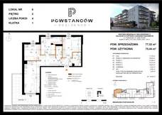 4 pokoje, mieszkanie 75,65 m², piętro 2, oferta nr M06, Powstańców Residence, Ząbki, ul. Powstańców 19