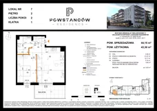 2 pokoje, mieszkanie 43,30 m², piętro 2, oferta nr M07, Powstańców Residence, Ząbki, ul. Powstańców 19