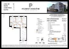 4 pokoje, mieszkanie 75,78 m², piętro 2, oferta nr M10, Powstańców Residence, Ząbki, ul. Powstańców 19