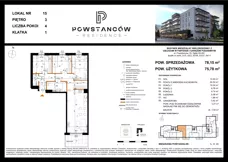 4 pokoje, mieszkanie 75,78 m², piętro 3, oferta nr M15, Powstańców Residence, Ząbki, ul. Powstańców 19