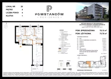 4 pokoje, mieszkanie 75,78 m², piętro 4, oferta nr M20, Powstańców Residence, Ząbki, ul. Powstańców 19