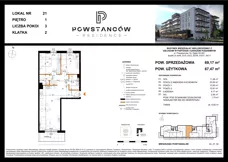3 pokoje, mieszkanie 67,47 m², piętro 1, oferta nr M21, Powstańców Residence, Ząbki, ul. Powstańców 19