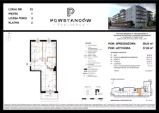 3 pokoje, mieszkanie 57,89 m², piętro 1, oferta nr M23, Powstańców Residence, Ząbki, ul. Powstańców 19