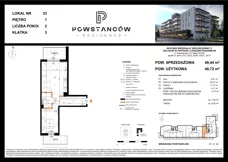 2 pokoje, mieszkanie 48,72 m², piętro 1, oferta nr M33, Powstańców Residence, Ząbki, ul. Powstańców 19