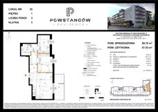 3 pokoje, mieszkanie 57,53 m², piętro 1, oferta nr M35, Powstańców Residence, Ząbki, ul. Powstańców 19