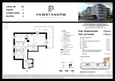 4 pokoje, mieszkanie 71,65 m², piętro 1, oferta nr M36, Powstańców Residence, Ząbki, ul. Powstańców 19