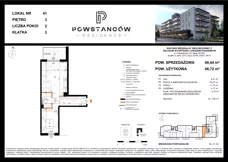 2 pokoje, mieszkanie 48,72 m², piętro 3, oferta nr M41, Powstańców Residence, Ząbki, ul. Powstańców 19