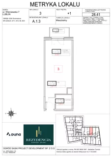 1 pokój, mieszkanie 28,41 m², piętro 1, oferta nr A1.3, Rezydencja Ogród Saski, Lublin, Wieniawa, ul. Wieniawska 7/Jasna 7