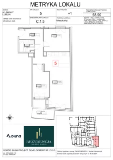 3 pokoje, mieszkanie 68,90 m², piętro 1, oferta nr C1.5, Rezydencja Ogród Saski, Lublin, Wieniawa, ul. Wieniawska 7/Jasna 7