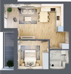 2 pokoje, mieszkanie 42,14 m², piętro 1, oferta nr L1/K3/04, Wybrzeże Reymonta 3, Wrocław, Kleczków, Psie Pole, ul. Władysława Reymonta