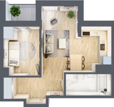 2 pokoje, apartament 43,60 m², piętro 8, oferta nr L8/K1/02, Wybrzeże Reymonta 3, Wrocław, Kleczków, Psie Pole, ul. Władysława Reymonta