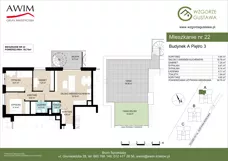 4 pokoje, mieszkanie 59,75 m², piętro 3, oferta nr A22, Wzgórze Gustawa, Kraków, Wzgórza Krzesławickie, Zesławice, ul. Gustawa Morcinka