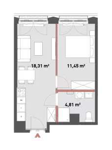 2 pokoje, mieszkanie 34,54 m², piętro 7, oferta nr 54/Z54-A.07.02, Żelazna 54, Warszawa, Wola, Mirów, ul. Żelazna 54