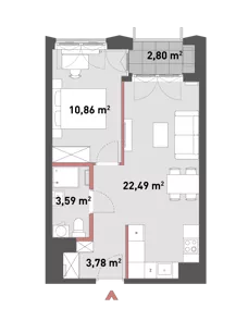 2 pokoje, mieszkanie 40,74 m², piętro 3, oferta nr 54/Z54-A.03.09, Żelazna 54, Warszawa, Wola, Mirów, ul. Żelazna 54