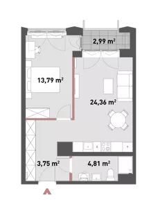 2 pokoje, mieszkanie 46,56 m², piętro 1, oferta nr 54/Z54-A.01.13, Żelazna 54, Warszawa, Wola, Mirów, ul. Żelazna 54