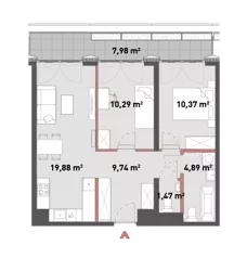 3 pokoje, mieszkanie 56,39 m², piętro 8, oferta nr 54/Z54-A.08.03, Żelazna 54, Warszawa, Wola, Mirów, ul. Żelazna 54