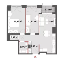 3 pokoje, mieszkanie 60,92 m², piętro 3, oferta nr 54/Z54-A.03.06, Żelazna 54, Warszawa, Wola, Mirów, ul. Żelazna 54