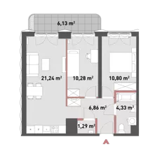 3 pokoje, mieszkanie 54,49 m², piętro 3, oferta nr 54/Z54-A.03.03, Żelazna 54, Warszawa, Wola, Mirów, ul. Żelazna 54