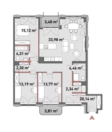 4 pokoje, mieszkanie 108,43 m², piętro 4, oferta nr 54/Z54-A.04.05, Żelazna 54, Warszawa, Wola, Mirów, ul. Żelazna 54