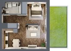 1 pokój, mieszkanie 42,44 m², parter, oferta nr 208, Nowa Mangalia - Etap II, Warszawa, Mokotów, Stegny, ul. Mangalia