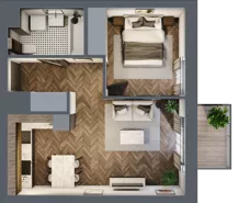 2 pokoje, mieszkanie 42,11 m², piętro 2, oferta nr 214, Nowa Mangalia - Etap II, Warszawa, Mokotów, Stegny, ul. Mangalia