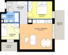 3 pokoje, mieszkanie 49,72 m², piętro 2, oferta nr M17, Nowy Zakroczym, Zakroczym, ul. Tylna