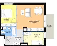 3 pokoje, mieszkanie 53,22 m², piętro 2, oferta nr M22, Nowy Zakroczym, Zakroczym, ul. Tylna